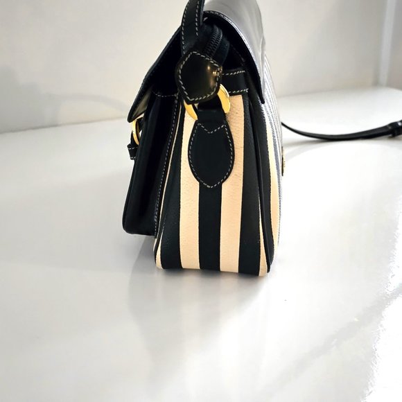 MOSCHINO Bag. Moschino by Redwall Vintage Cream & Black Striped Print - Picture 12 of 13
